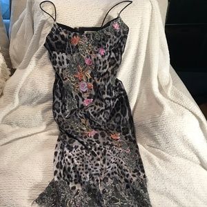 Black & grey spaghetti strap cheetah print dress